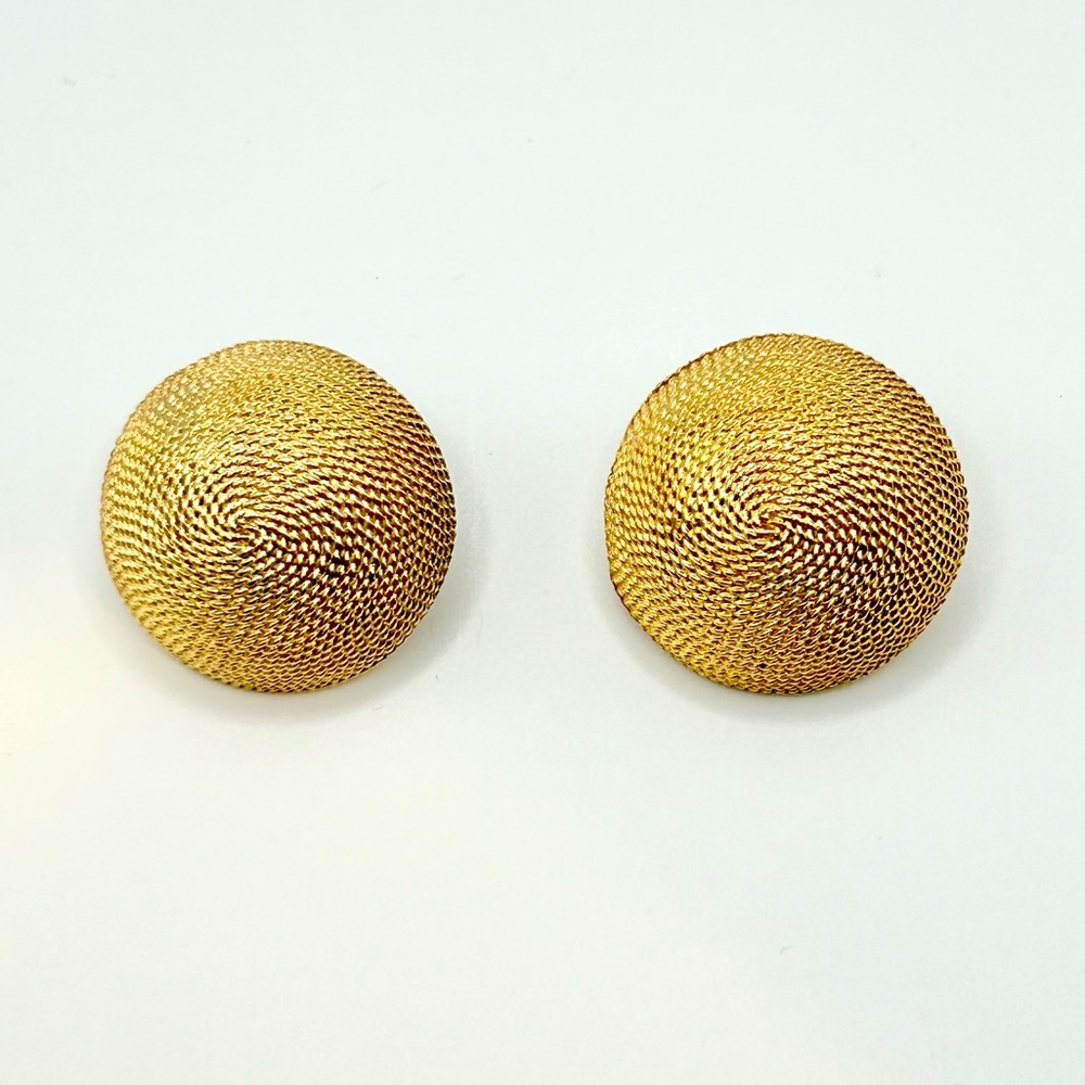 Vintage CAROLEE Gold Tone Woven Dome Clip-On Earrings